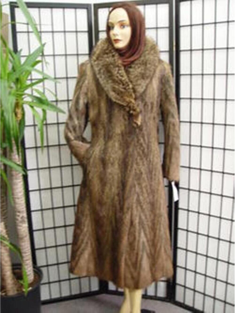 MINT NUTRIA RACCOON RACOON FUR COAT WOMEN SZ 6-8